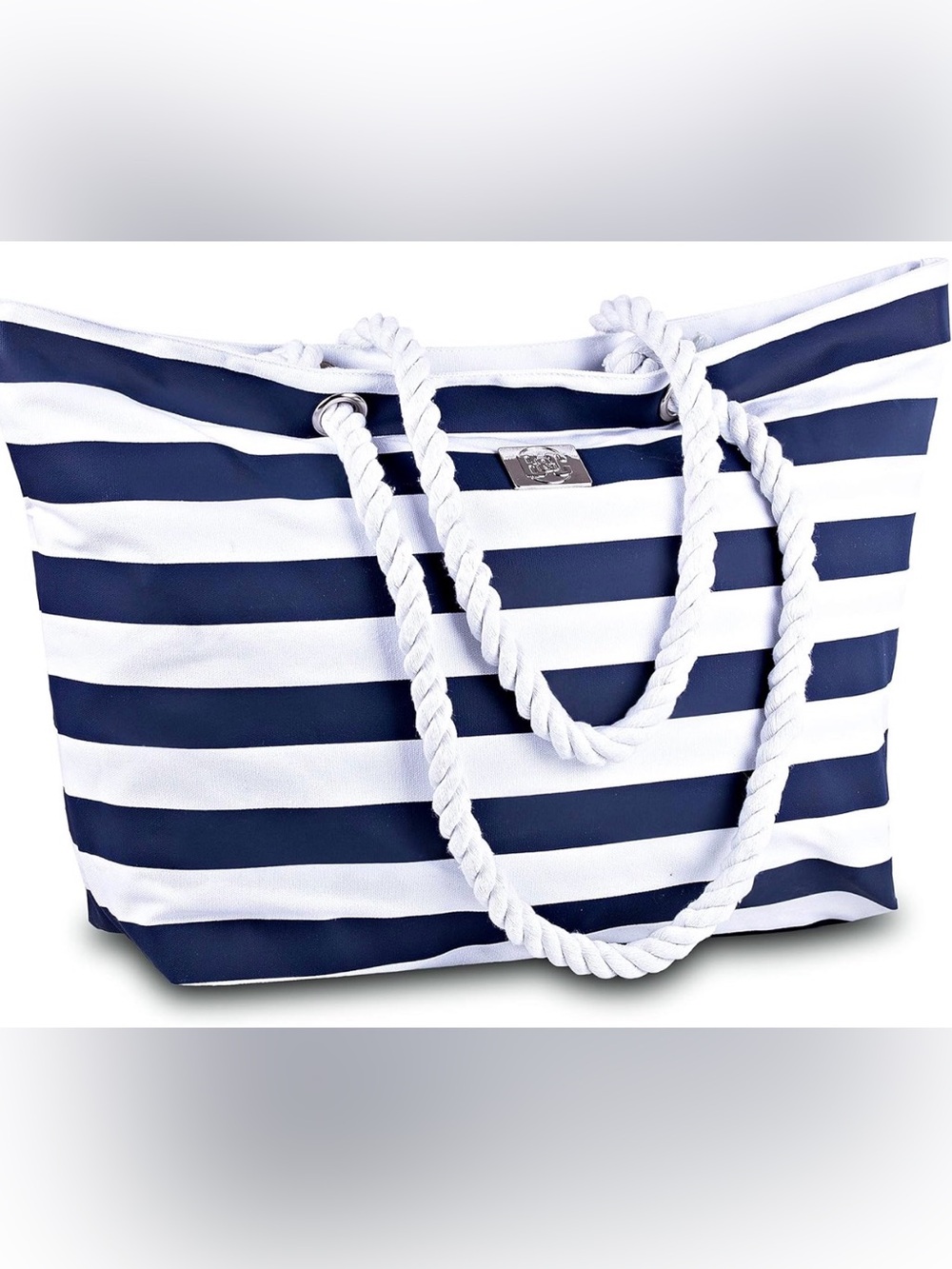 BANG&CARSEN Extra Large Beach Bag W/ Zipper Beach Tote For Women NWT blue - Picture 13 of 16